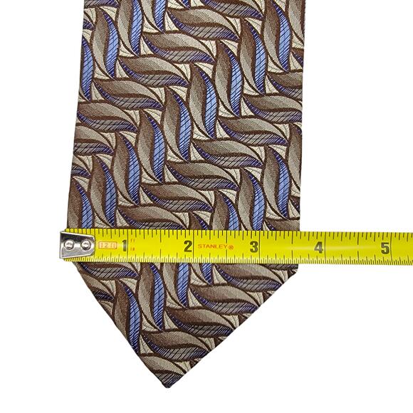 John W. Nordstrom 100% Silk Made in Italy Brown Blue Cream Necktie Tie - OS - Picture 5 of 5